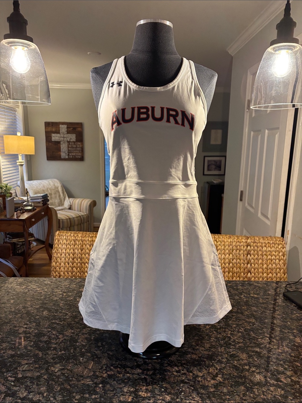 Under Armour White Auburn Tennis Dress with Orange Accent